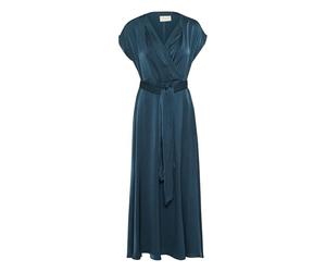 Cream Women's Maxi Dress Formal V-Neck Short Sleeves Tying Belt Ankle Length Vestido, Petrol Blue, 46 para Mujer