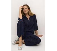 Cream Women's Pants Flared Legs Casual Fit Midrise Waist Button Fastening Pantalones, Navy Blazer, 42 De Las Mujeres