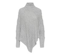 Cream Women's Poncho Rollneck Oversized Fit Wide Cuffs Patterned Knit, Gris Claro, Talla única Mujeres