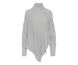 Cream Women's Poncho Rollneck Oversized Fit Wide Cuffs Patterned Knit, Gris Claro, Talla única Mujeres