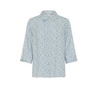 Cream Women's Shirt 3/4 Sleeves Regular Fit Buttons Hip Length Spread Collar, Azul Yellow Pequeño Floral, 40