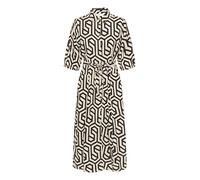 Cream Women's Shirt Dress Half Sleeves Pockets Regular Fit Maxi Length Vestido, Geometric Black White, 46 para Mujer