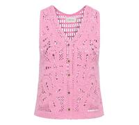 Cream Women's Vest Knitted V-Neck Buttons Regular Fit Sleeveless Patterned Slip Over, Begonia Pink, XL para Mujer
