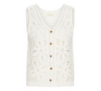Cream Women's Vest Knitted V-Neck Buttons Regular Fit Sleeveless Patterned Slip Over, Marshmallow, XL para Mujer