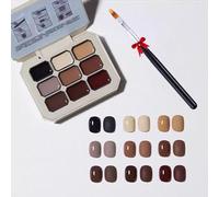 Creamy Colorful Nail Polish Set,Versatile Summer Colors Nine-Square Grid Solid Gel Glue Nail Polish,Long Lasting Solid Palette,For Women&Girls&Friend Diy Home (G#7, Pack of 1)