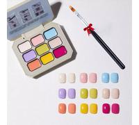 Creamy Colorful Nail Polish Set,Versatile Summer Colors Nine-Square Grid Solid Gel Glue Nail Polish,Long Lasting Solid Palette,For Women&Girls&Friend Diy Home (B#2, Pack of 1)