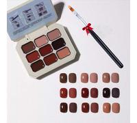 Creamy Colorful Nail Polish Set,Versatile Summer Colors Nine-Square Grid Solid Gel Glue Nail Polish,Long Lasting Solid Palette,For Women&Girls&Friend Diy Home (F#6, Pack of 1)
