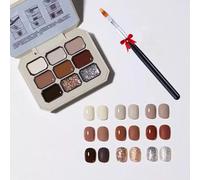 Creamy Colorful Nail Polish Set,Versatile Summer Colors Nine-Square Grid Solid Gel Glue Nail Polish,Long Lasting Solid Palette,For Women&Girls&Friend Diy Home (H#8, Pack of 1)
