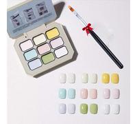 Creamy Colorful Nail Polish Set,Versatile Summer Colors Nine-Square Grid Solid Gel Glue Nail Polish,Long Lasting Solid Palette,For Women&Girls&Friend Diy Home (D#4, Pack of 1)