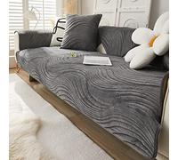 Creamy Cozy Home Sofa Protector Covers Velvet Plush Thick Geometric Quilted Sectional Couch Covers Warm Soft Non Slip Sofa Slipcover Furniture Protector for Pets Kids Children Dog Cat (Dark Grey B,43