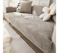 Creamy Cozy Home Sofa Protector Covers Velvet Plush Thick Geometric Quilted Sectional Couch Covers Warm Soft Non Slip Sofa Slipcover Furniture Protector for Pets Kids Children Dog Cat (Light Grey B,2