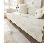 Creamy Cozy Home Sofa Protector Covers Velvet Plush Thick Geometric Quilted Sectional Couch Covers Warm Soft Non Slip Sofa Slipcover Furniture Protector for Pets Kids Children Dog Cat (Cream B,43"x94