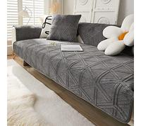 Creamy Cozy Home Sofa Protector Covers Velvet Plush Thick Geometric Quilted Sectional Couch Covers Warm Soft Non Slip Sofa Slipcover Furniture Protector for Pets Kids Children Dog Cat (Dark Grey A,36