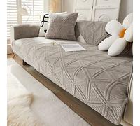 Creamy Cozy Home Sofa Protector Covers Velvet Plush Thick Geometric Quilted Sectional Couch Covers Warm Soft Non Slip Sofa Slipcover Furniture Protector for Pets Kids Children Dog Cat (Light Grey A,2