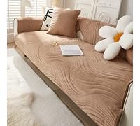 Creamy Cozy Home Sofa Protector Covers Velvet Plush Thick Geometric Quilted Sectional Couch Covers Warm Soft Non Slip Sofa Slipcover Furniture Protector for Pets Kids Children Dog Cat (Coffee B,36"x3