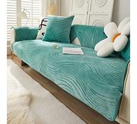 Creamy Cozy Home Sofa Protector Covers Velvet Plush Thick Geometric Quilted Sectional Couch Covers Warm Soft Non Slip Sofa Slipcover Furniture Protector for Pets Kids Children Dog Cat (Green B,28"x70