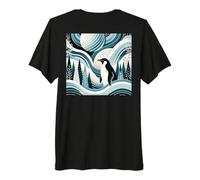 Creamy Sky Blue Penguin Winter North Pole Forest Pattern Camiseta Premium