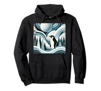Creamy Sky Blue Penguin Winter North Pole Forest Pattern Sudadera con Capucha