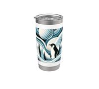 Creamy Sky Blue Penguin Winter North Pole Forest Pattern Vaso térmico de acero inoxidable de doble pared