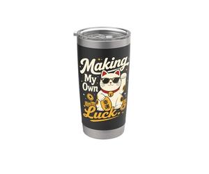 Creando Mi Propia Suerte - Gato de la Fortuna Vaso térmico de acero inoxidable de doble pared