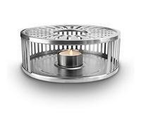 Creano Calentador de Tetera de Acero Inoxidable Soporte Térmico con Diseño de Rayas Moderno para Velas de Té - Diseño Stripes Color Plata