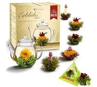 Creano Cofre de Oro Mezcla Flores de Té 6 uds + 1 Teelini de Regalo con Tetera de Vidrio 500ml Antigoteo - Set Completo - Edición Especial
