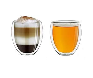 Creano Conjunto de 2 Vidrios Térmicos de Doble Pared Bellied, Gran Vidrio Borosilicato Resistente al Calor, Vidrio para Café y Té | 250ml