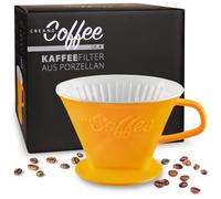 Creano Filtro de café de porcelana, tamaño 4, para bolsas de filtro, tamaño 1 x 4, color amarillo azafrán