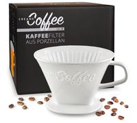 Creano Filtro de café de porcelana, tamaño 4, para bolsas de filtro, tamaño 1 x 4, color blanco