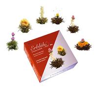 Creano Flores de Té Mix 6 uds - Cofre de Degustación Selección Blanca y Negra - 6 Flores Diferentes - Idea de Regalo para Mamá