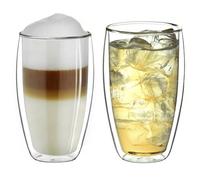 Creano Juego de 2 vasos de doble pared para latte macchiato de 400 ml "DG-SH" - Gran vidrio de doble pared de vidrio de borosilicato - vasos de café - vasos de té - vidrio térmico