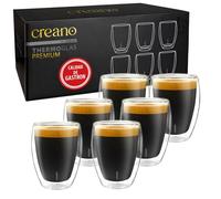Creano PREMIUM Vasos de Doble Pared 250 ml - Juego de 6 - NOVEDAD MUNDIAL | Aptos al 100% para lavavajillas gracias al sellado GastroSeal - calidad profesional para hostelería - vaso de doble pared