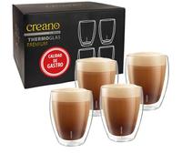 Creano PREMIUM Vasos de Doble Pared 400 ml - Juego de 4 - NOVEDAD MUNDIAL | Aptos al 100% para lavavajillas gracias al sellado GastroSeal - calidad profesional para hostelería - vaso de doble pared