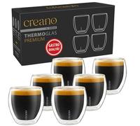 Creano PREMIUM Vasos para Espresso de Doble Pared 100 ml - Juego de 6 | Aptos al 100% para lavavajillas gracias al sellado GastroSeal - calidad profesional para hostelería - vaso de doble pared