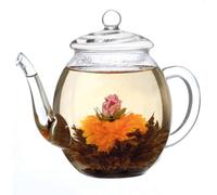 Creano Tetera de Vidrio para Flores de Té y Té a Granel 500ml - Tetera de Borosilicato Resistente al Calor con Tapa