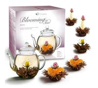 Creano - Un Mix Flores de Té - "Flower Tea" Set de Regalo con Jarra de Cristal | Té negro (6 Rosas de té, 3 Tipos diferentes)