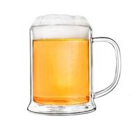 Creano Vaso de Cerveza Térmico de Doble Pared de Vidrio de Borosilicato Aislante 500ml Efecto Flotante - Juego de 1