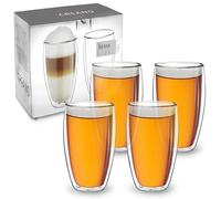 Creano Vaso térmico de doble pared 400ml DG-SH, vaso grande de vidrio borosilicato, vasos de latte macchiato de doble pared, café, té Set 12: 4x 400ml Sh 4 piezas (paquete de 1)
