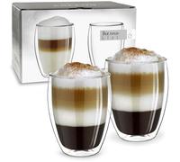 Creano Vasos de Doble Pared XXL „Modelo Estilizado“ de Vidrio de Borosilicato Aislantes para Café y Té 400ml - Juego de 2 Vasos