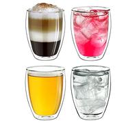 Creano Vasos térmicos de doble pared 250ml DG-Hoch, vasos grandes de vidrio borosilicato, tazas de capuchino, café, té, vasos de latte macchiato Set 02: 4x 250ml 4 piezas (paquete de 1)