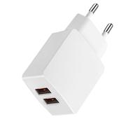 CREAPICO Cargador USB, Adaptador de Corriente 5 V/2,1 A con Doble Puerto, Enchufe Móvil 10,5 W, Compatible con iPhone, Samsung A12/A22, Xiaomi, OPPO, Nokia, Moto, Huawei y Más Dispositivos - Blanco