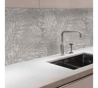 CREARREDA Adhesivo de pared para cocina rígido de 60 x 58 cm, efecto brillante, grosor de 1 mm, revestimiento ignífugo y resistente al calor y al agua, color tropical