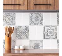 CREARREDA Adhesivos para baldosas azulejos efecto vintage, 20 Piezas 20_x_20 cm, Vinilo Autoadhesivo Impermeable Decoración Baños y Cocinas, Made in Italy