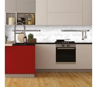 CREARREDA Antisalpicaduras de cocina rígido adhesivo de pared para hornillos 60 x 58 cm efecto brillante - Grosor 1 mm - Revestimiento ignífugo y resistente al calor, al agua y color Carrara Marble
