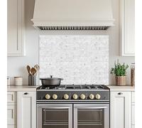 CREARREDA Panel antisalpicaduras de cocina de aluminio, 84 x 60 cm, fácil de aplicar, fabricado en Italia, protección para cocinas y paredes, lavable y fácil de montar, placa antisalpicaduras de metal