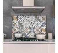 CREARREDA Panel antisalpicaduras de cocina de aluminio Cement Tiles Florence 72 x 48 cm fácil de aplicar Made in Italy Protección para cocinas y fregadero, lavable y fácil de montar