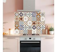 CREARREDA Panel antisalpicaduras de cocina de aluminio Red Azulejos 84 x 60 cm fácil de aplicar Made in Italy Protección para cocinas y paredes. Lavable y fácil de montar. Placa antisalpicaduras de