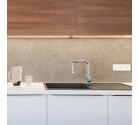 CREARREDA - Panel de cocina antisalpicaduras, adhesivo de pared, fácil de aplicar, diseño de piedra travertino, 190 x 60 cm, 100% fabricado en Italia, PVC, ignífugo y resistente al agua, para