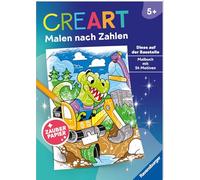CreArt Malen nach Zahlen ab 5 - Zauberpapier: Dinos auf der Baustelle