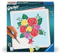 Ravensburger - CreArt Ramo Rosas, Kit pintar por números adultos | Kit con lámina 20x20 cm, colores, pincel y marco incluidos; incluye todo lo necesario para pintar para adultos.